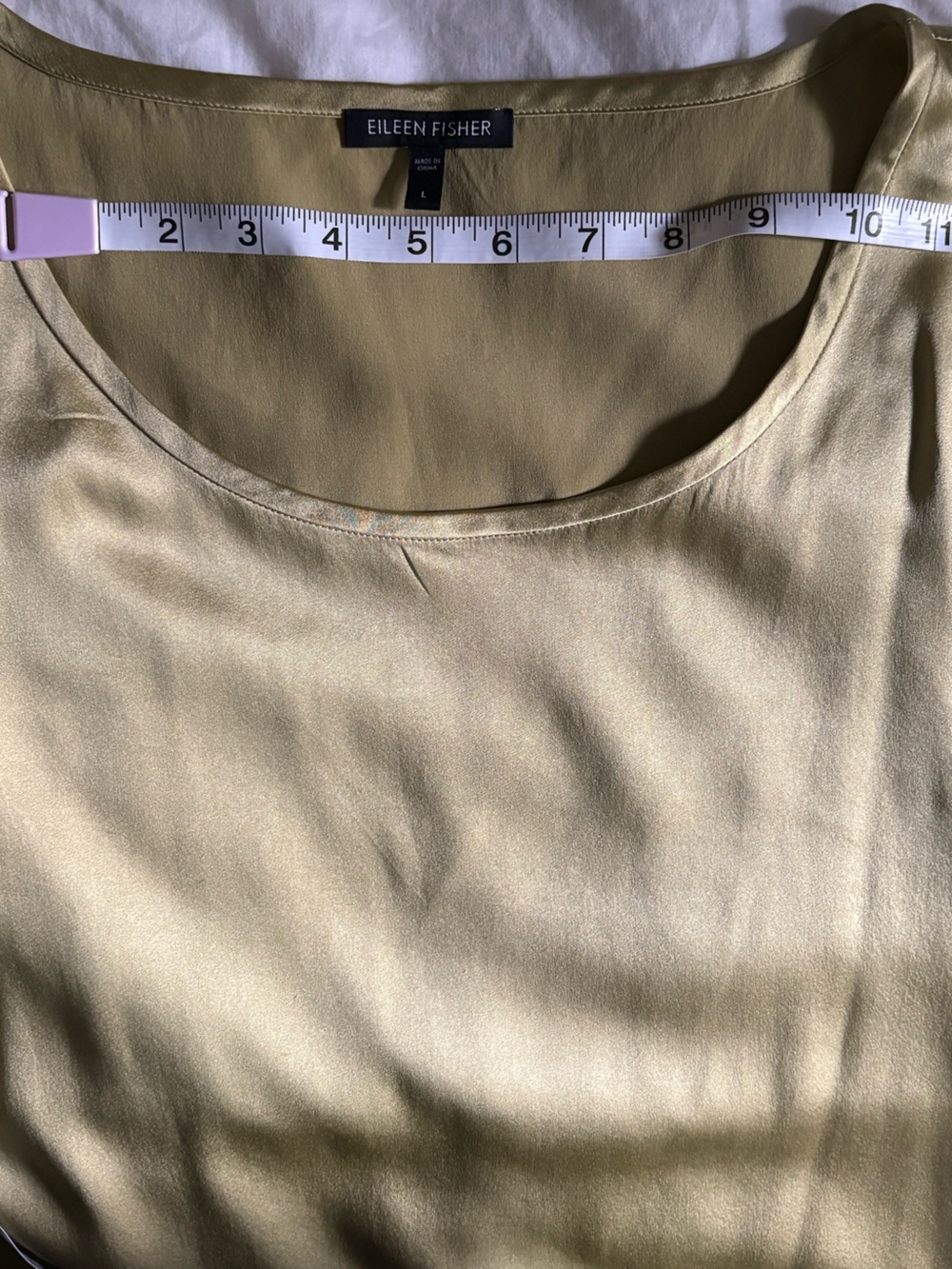 Eileen Fisher Silk Olive Green Slip Top - Picture 10 of 11